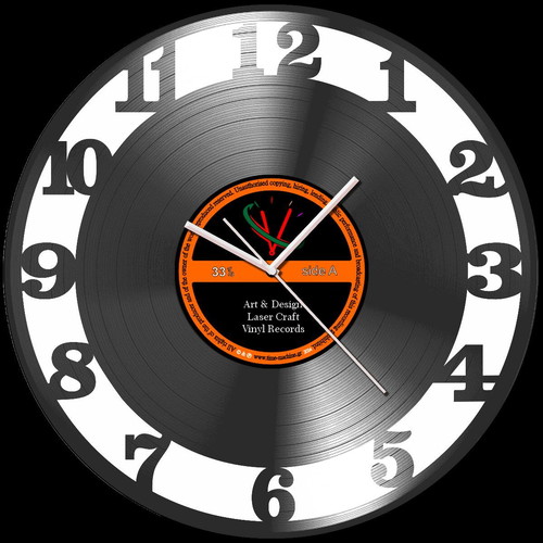 Time-machine wall clock new, analog, vinyl record 30x30 cm