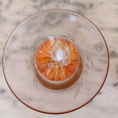 Hand cut candlestick new, traditional glass with two candles