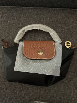 Mini tote bag Longchamp καινούργιο, μαύρο χιαστί