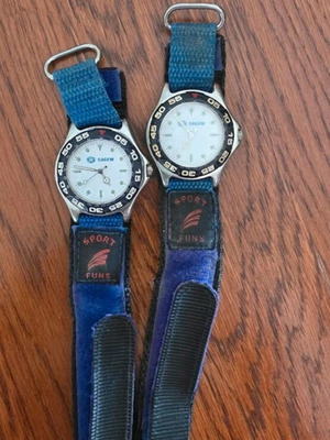 Sagem watches used, set of 2, vintage style with fabric strap