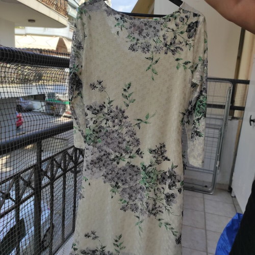 Kyra & Ko midi dress with floral pattern and lace, size L
