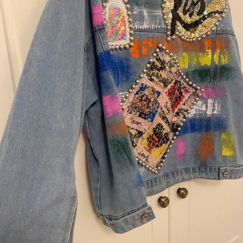 Jacket with embroidered rhinestones like new