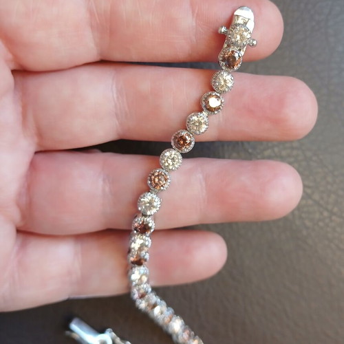 Silver Riviera jewelry set 925 with honey shade zirconia, bracelet and ring