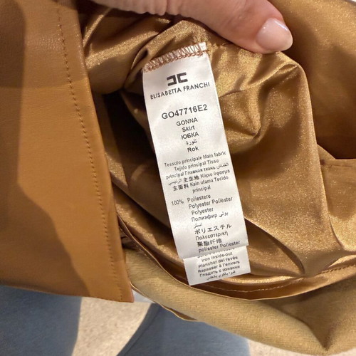 Elisabetta Franchi midi skirt like new, eco leather camel color