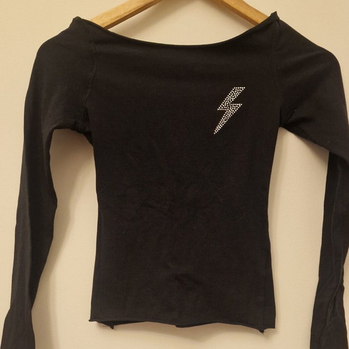 Top backless with design, black, size XS-S, like new