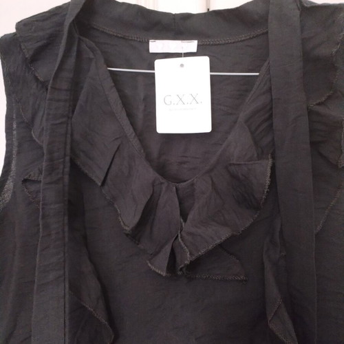 Women's Black Sleeveless Blouse New, Medium Size, Viscose Linen Blend