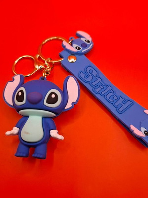 Stitch keychain new, blue