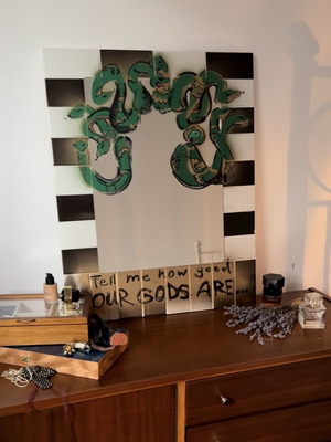 Handmade mirror made to order 76x61 cm with chain