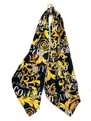 Шал Versace Couture декоративен употребяван, черен и златист