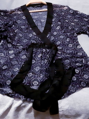 Silk tunic shirt Zara Medium/Large like new, Japanese style purple black