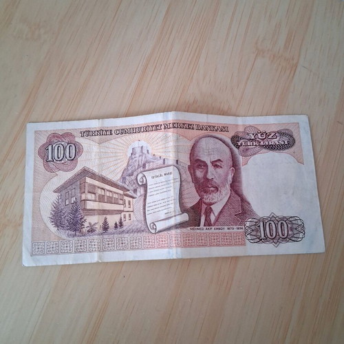 Turkish banknote 100 lira used, 1970