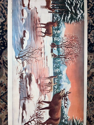 Vintage poster Winter Forest 37x79 year 74 collectible