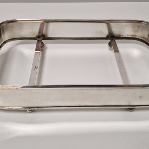 Vintage silver-plated tray with Pyrex used, with base and lid