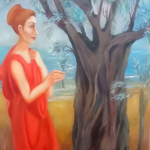Oil painting on canvas 60x90 cm "Ancient Olive" new