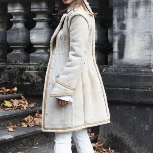 H&M Studio suede and faux shearling coat like new
