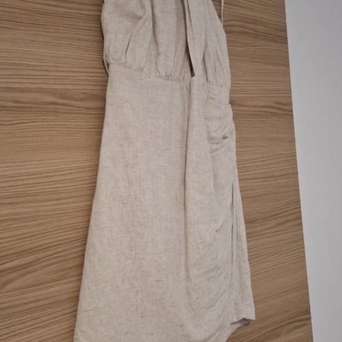 Linen mini dress halter size S new, beige