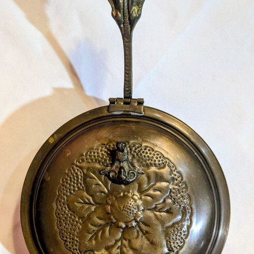 Vintage brass Silent Butler box with feet, decorative jewelry container