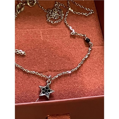 Silver necklace with rose gold plating and black zircon, like new