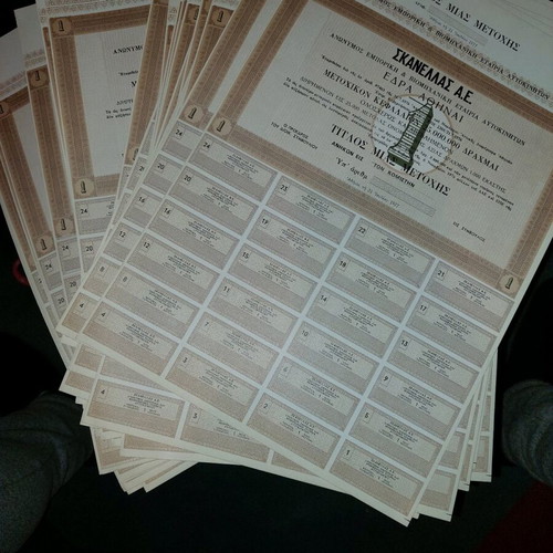 Scanellas S.A. stock certificate like new, 40 pieces