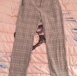 Women's fabric checkered pants Zara like new, grey with white stripe