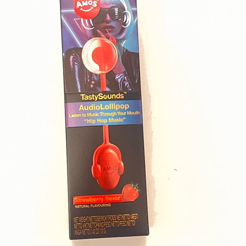 Amos TastySounds Audio Lollipop with Strawberry Flavor