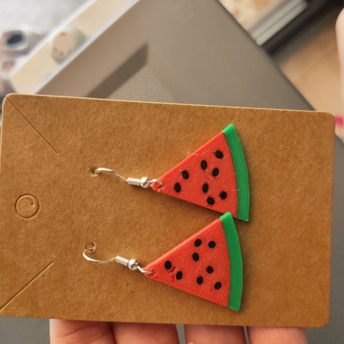 Watermelon design earrings 3D printed made to order