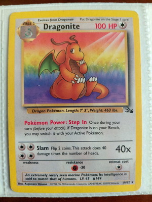 Dragonite #019 Fossil Edition 1999 Pokemon card like new