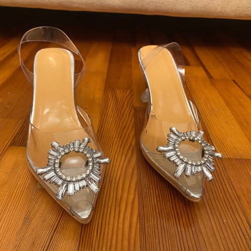 Pumps with Transparent Heel Size 38 New Silver