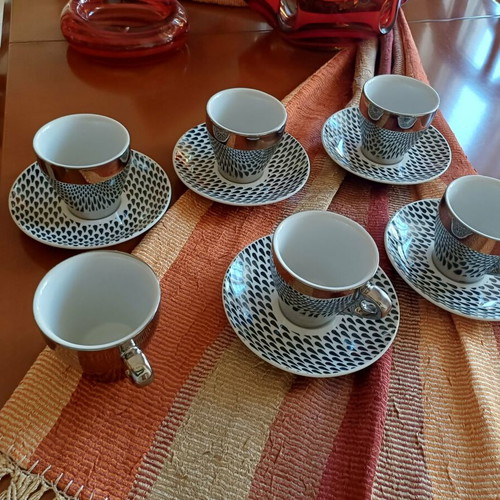 Cappuccino cups set like new, fine porcelain, 6 cups 5 saucers