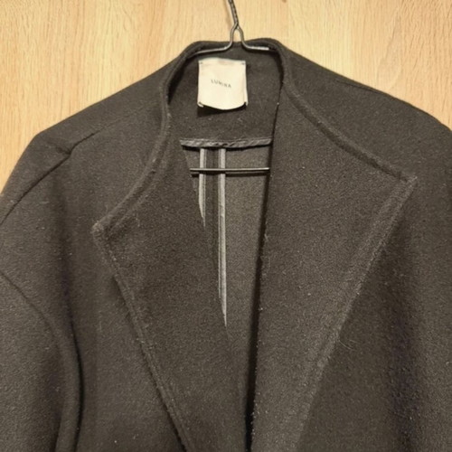 Lumina black coat long one size used without belt