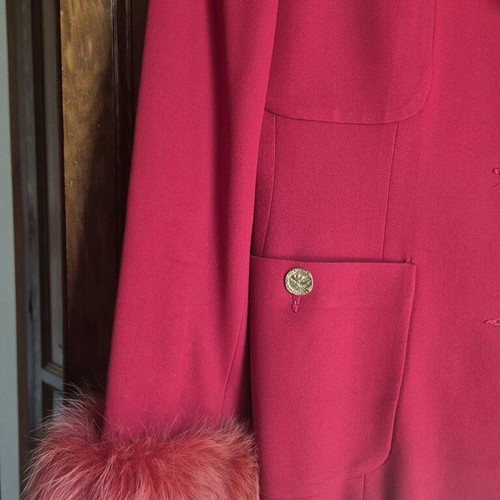 Red women's suit like new with fur cuffs