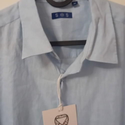 Men's linen shirt, blue, XL