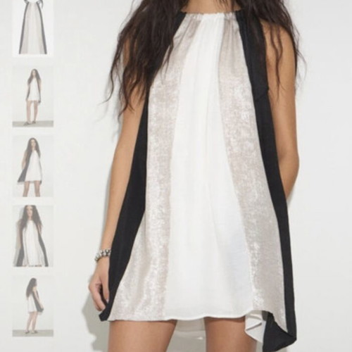 Bsb dress like new with adjustable neck ribbon, black and white