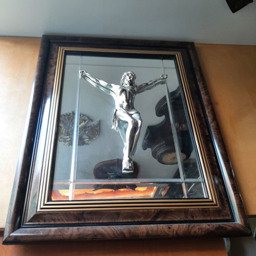 Italian mirror with Christ used, 50×40 cm, gold details