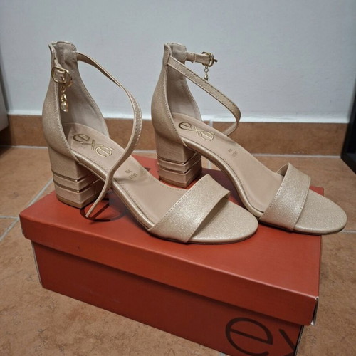 Exe beige sandals like new, leather, 7.5cm heel, size 37