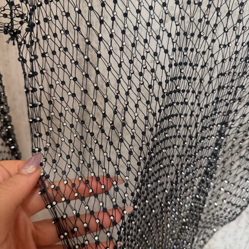 Beach dress shiny like new with knitted Swarovski black and silver