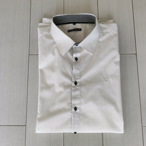 Vintage Gcm Miland men's shirt 5XL like new, white with checkered
