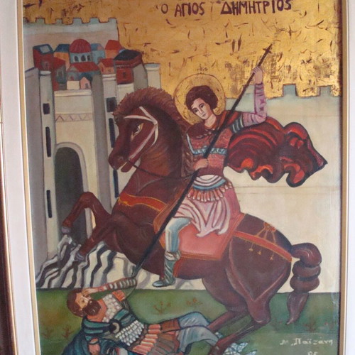 Saint Demetrios Icon with Frame like New 65x84 cm
