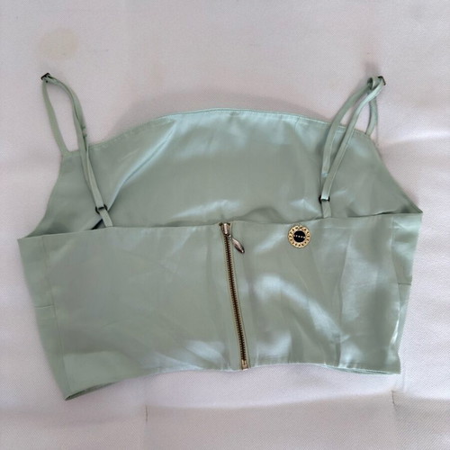 Lynne satin top with zipper and adjustable strap pistachio like new