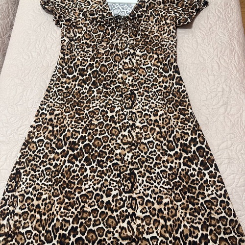 Leopard dress like new, size 42/44, brown