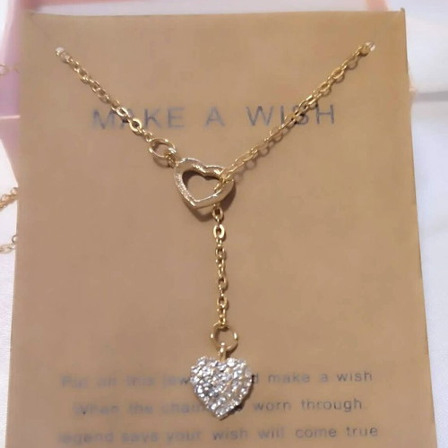 Necklace "lovely hearts" with hanging asymmetric hearts gold new