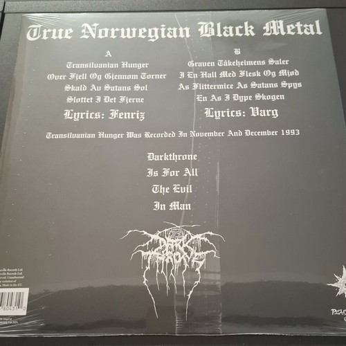 Darkthrone Transilvanian Hunger crystal clear vinyl limited edition