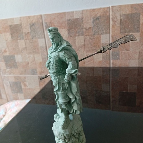 Collectible Guan Yu Statue with Metal Guan Dao Weapon, New