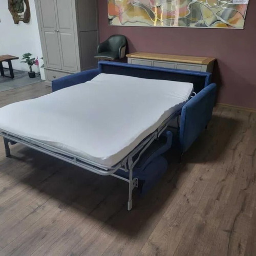 Designer blue fabric sofa three-seater with sleep function new