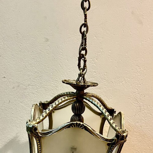 Vintage ceiling pendant light with brass frame 36x25