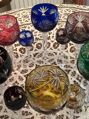 Roman wine and liqueur glasses new, set of 12, colored