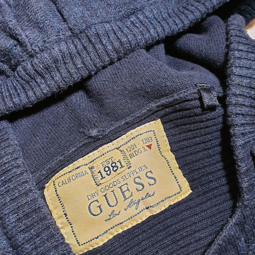 Guess men's blue cardigan with hood size M like new