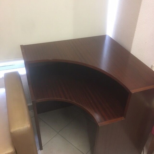 Corner furniture used, solid walnut wood, broken glass surface