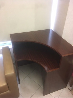 Corner furniture used, solid walnut wood, broken glass surface