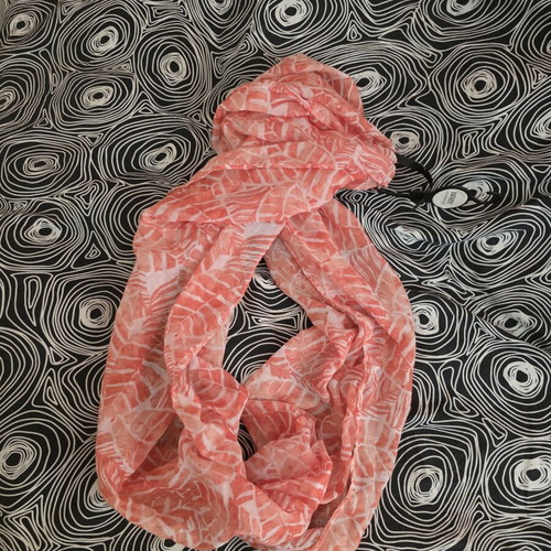 Coral scarf new, Infinity brand, white and orange